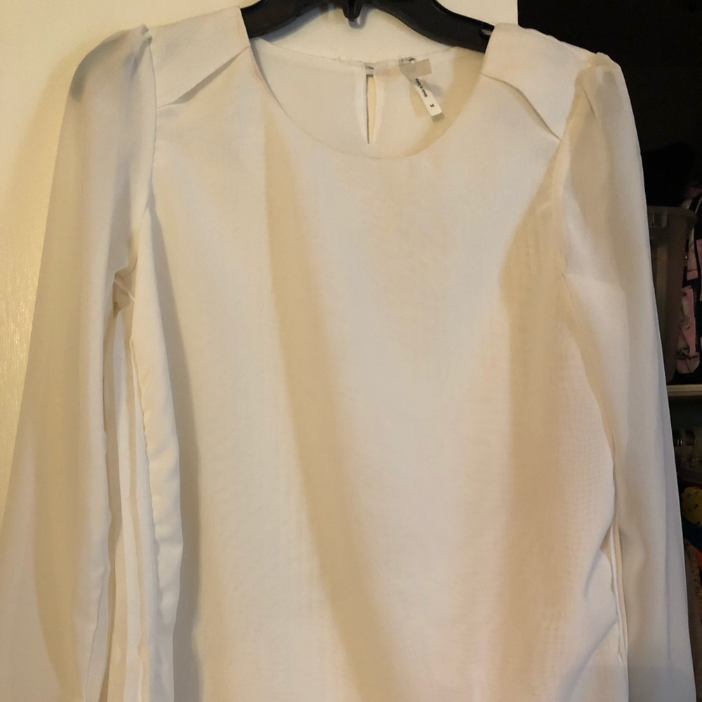 White sheer pleated top